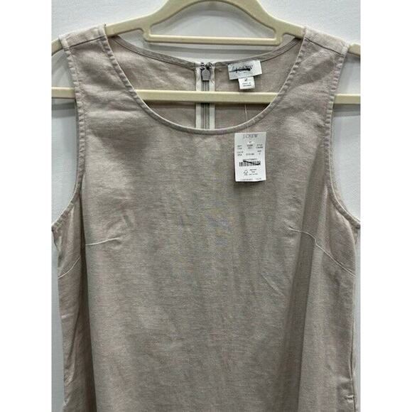 J.Crew Womens Shift Dress Sleeveless Crew Neck Linen Blend Silver Sand Sz 2 NWT - Picture 5 of 14